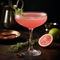 Pink grapefruit blush gimlet, front view Royalty Free Stock Photo