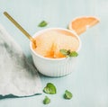 Pink grapefruit homemade sorbet with fresh mint leaves Royalty Free Stock Photo