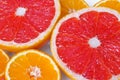 Pink grapefruits and mandarines