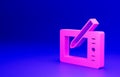 Pink Graphic tablet icon isolated on blue background. Minimalism concept. 3D render illustration