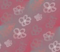 On a pink and gray background drawn flowers