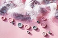 Pink gray feather background Royalty Free Stock Photo