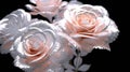 Pink Gray And White Rose Flowers Glitter Super Detail. Generative AI