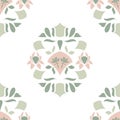 Pink And Green Abstract Pattern On White