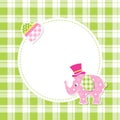 pink and green baby boy elephant greeting card Royalty Free Stock Photo