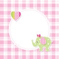 Pink and green baby girl elephant greeting card Royalty Free Stock Photo