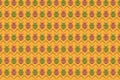 Pink green beetles pattern on yellow. Insects background