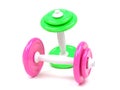 Pink and green dumbell