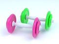 Pink and green dumbell Royalty Free Stock Photo