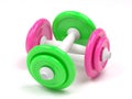 Pink and green dumbell Royalty Free Stock Photo