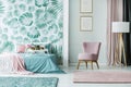 Pink and green feminine interior Royalty Free Stock Photo