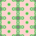 Pink and green geometrical abstract seamless pattern