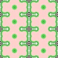 Pink and green geometrical abstract seamless pattern