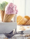 Pink and green ice cream cones Royalty Free Stock Photo