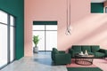 Pink and green living room, sofa and armchair Royalty Free Stock Photo