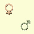 Pink green male and female gender icon shape
