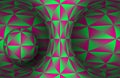 Pink green polygonal hyperboloid and sphere. Vector abstract illustration Royalty Free Stock Photo