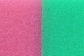 Pink and green sponge surface background. Royalty Free Stock Photo