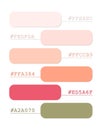 Pink and green spring color palette, light pastel colors catalog, color matching, RGB, CMYK colors, harmonious colors palette Royalty Free Stock Photo