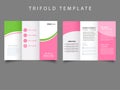 Pink and green trifold brochure, corporate trifold brochure for business. Flyer for printing