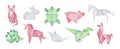 Origami collection of various magical animals. Royalty Free Stock Photo