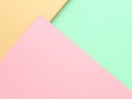 Pink green yellow pastel color geometric shape tilted minimal abstract background 3d render