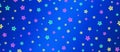 Pink, Green and Yellow Stars Pattern in Blue Background Banner