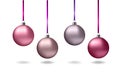 Pink and grey christmas balls Royalty Free Stock Photo