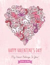 Pink grunge background with valentine heart of but Royalty Free Stock Photo