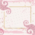 Pink grunge square background with pink curles. Business modern banner for 8 March, wedding, Mothers day, Valentines day