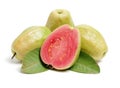 Pink guava on white background