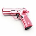 Pink Gun On White Background: Meticulous Realism And Feminine Empowerment