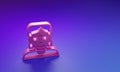 Pink Hacker or coder icon isolated on purple-blue background. Programmer developer working on code, coding, testing Royalty Free Stock Photo