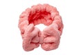 Pink hair band made of high quality coral fleece which is super soft and skin friendly. Hairband for face wash, make-up, shower, Royalty Free Stock Photo