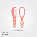 Pink hair brush and comb flat icon Royalty Free Stock Photo