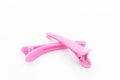 Pink hair clips isolated on the white background Royalty Free Stock Photo