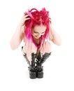 Pink hair girl in high boots Royalty Free Stock Photo