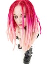 Pink hair girl in high boots Royalty Free Stock Photo