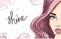 Pink hair half fashion face banner shine