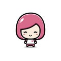 Pink haired cute girl cartoon character