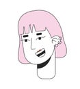 Pink haired korean kpop girl 2D linear cartoon character head
