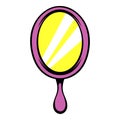 Pink hand mirror icon, icon cartoon