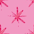 Pink Hand paint stars vector repeat pattern print background