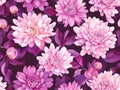 pink hand painted watercolour chrysanthemums seamless repeating pattern tile Royalty Free Stock Photo