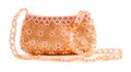 Pink handbag made of plastic beads over white background Royalty Free Stock Photo