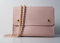 Pink handbag with shiny pearls Royalty Free Stock Photo
