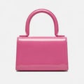 Pink handbag with top handle isolated on white background Royalty Free Stock Photo
