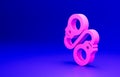 Pink Handcuffs icon isolated on blue background. Minimalism concept. 3D render illustration