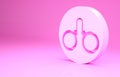 Pink Handcuffs icon isolated on pink background. Minimalism concept. 3d illustration 3D render