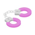 Pink handcuffs icon, isometric 3d style